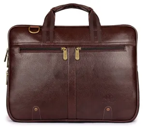 THE CLOWNFISH TCFLBFL-I156CBR23: 15.6-Inch Faux Leather Laptop Bag | Slim Cushioned Sleeve | Chestnut Brown