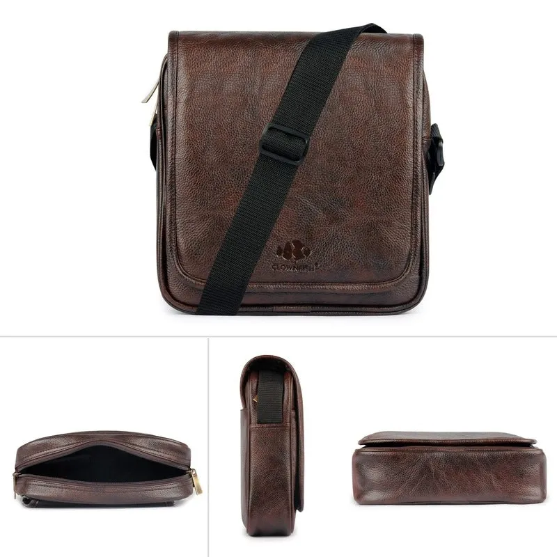 THE CLOWNFISH Unisex Synthetic 25 cms Dark Brown Messenger Bag Sling Bag