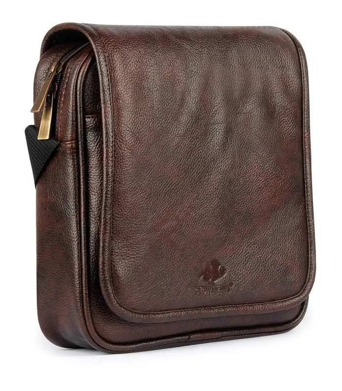 THE CLOWNFISH Unisex Synthetic 25 cms Dark Brown Messenger Bag Sling Bag
