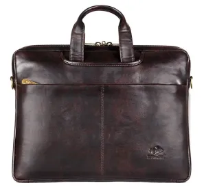 THE CLOWNFISH Ziendale Laptop Messenger Bag - Premium Leatherette | Slim Cushioned Sleeve | 15.6 inch | Umber Brown