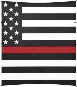 Thin Red Line USA American Honoring Firefighter Beach Canopy UPF50 Easy Setup Large Sun Shelter with Sandbags & Sand Shovel for Family Trips, Picnics & Camping