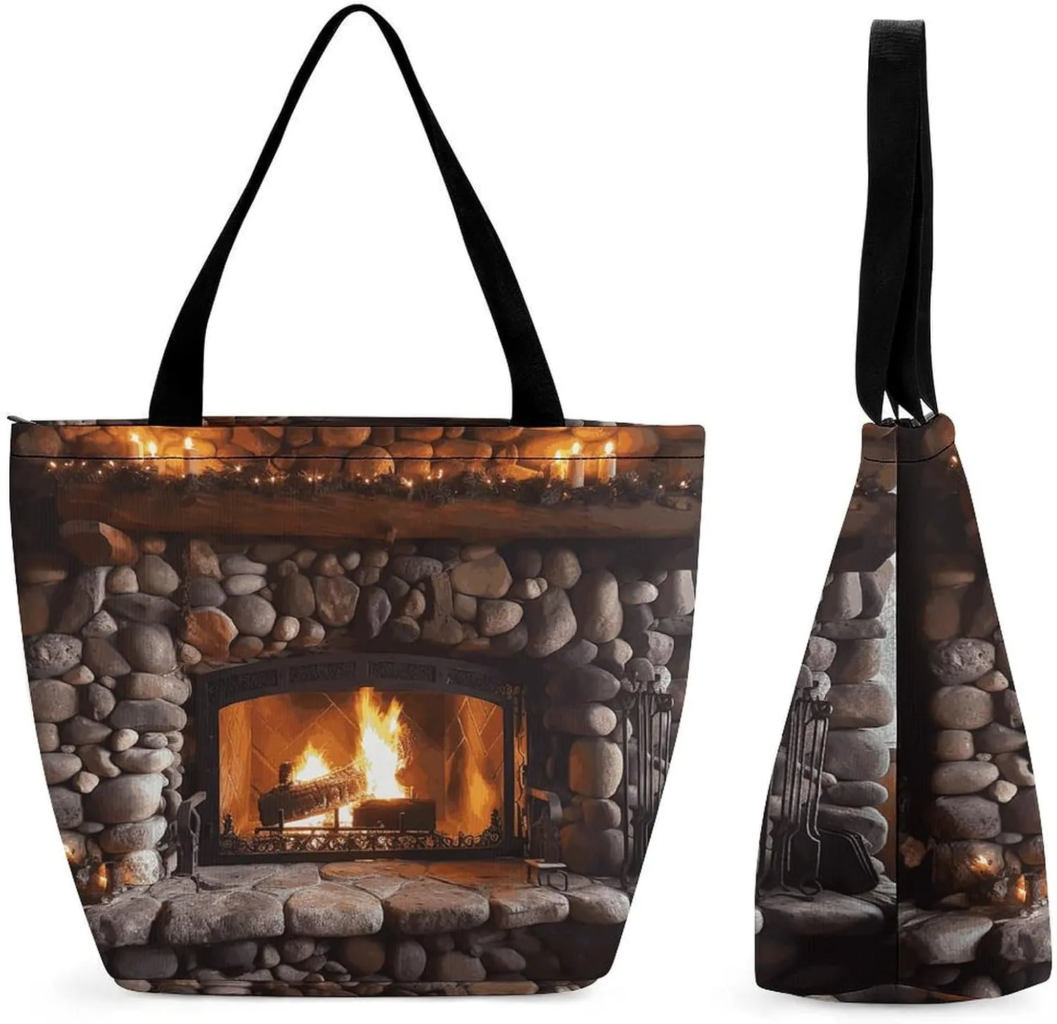 This Rock Stone Fireplace Women's Shopping Bag Foldable Washable Shoulder Bag Adopts High-definition Printing Technology, with Clear Patterns And Rich Colors. There Are Many Patterns to Choose From, A