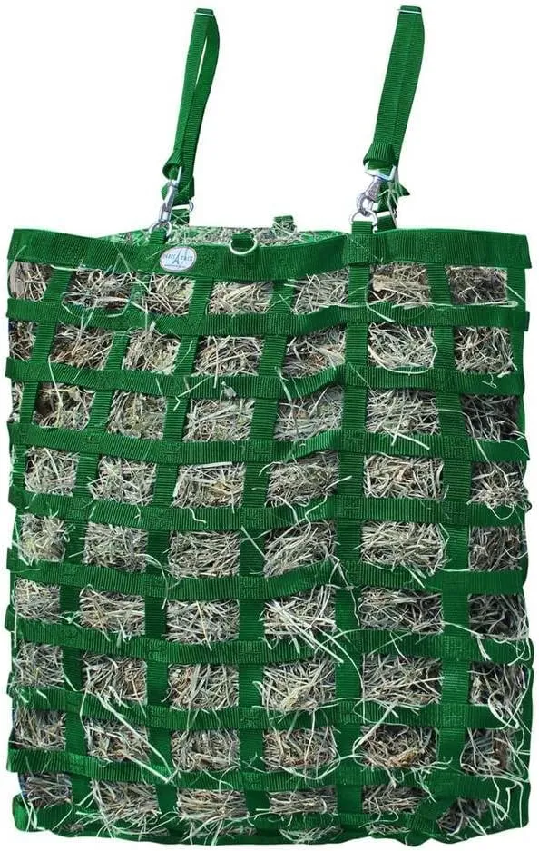 Three Sided Premium Slow Feeder Hay Bag with Super Tough Bottom and 6 Month Warranty (Hunter Green)