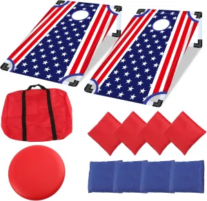 Throwing 3 x 2 ft Portable Cornhole Board Set for Adults - Includes 8 Bean Bags, 1 Flying Disc, 2 Collapsible Corn Hole Toss Game Set and Carrying Bag, Perfect for Backyard, Camping, and Outdoor Fun