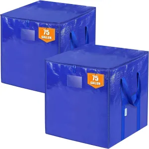 TICONN 2 Pack Extra Large Moving Bags with Zippers & Carrying Handles, Heavy-Duty Storage Tote Moving Boxes for Space Saving (2 PK, 75 Gallon)