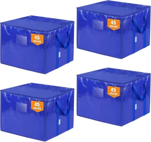 TICONN 4 Pack Extra Large Moving Bags with Zippers & Carrying Handles, Heavy-Duty Storage Tote Moving Boxes for Space Saving (4 PK, 45 Gallon)