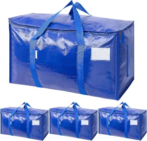 TICONN 4 Pack Extra Large Moving Bags with Zippers & Carrying Handles, Heavy-Duty Storage Tote Moving Boxes for Space Saving