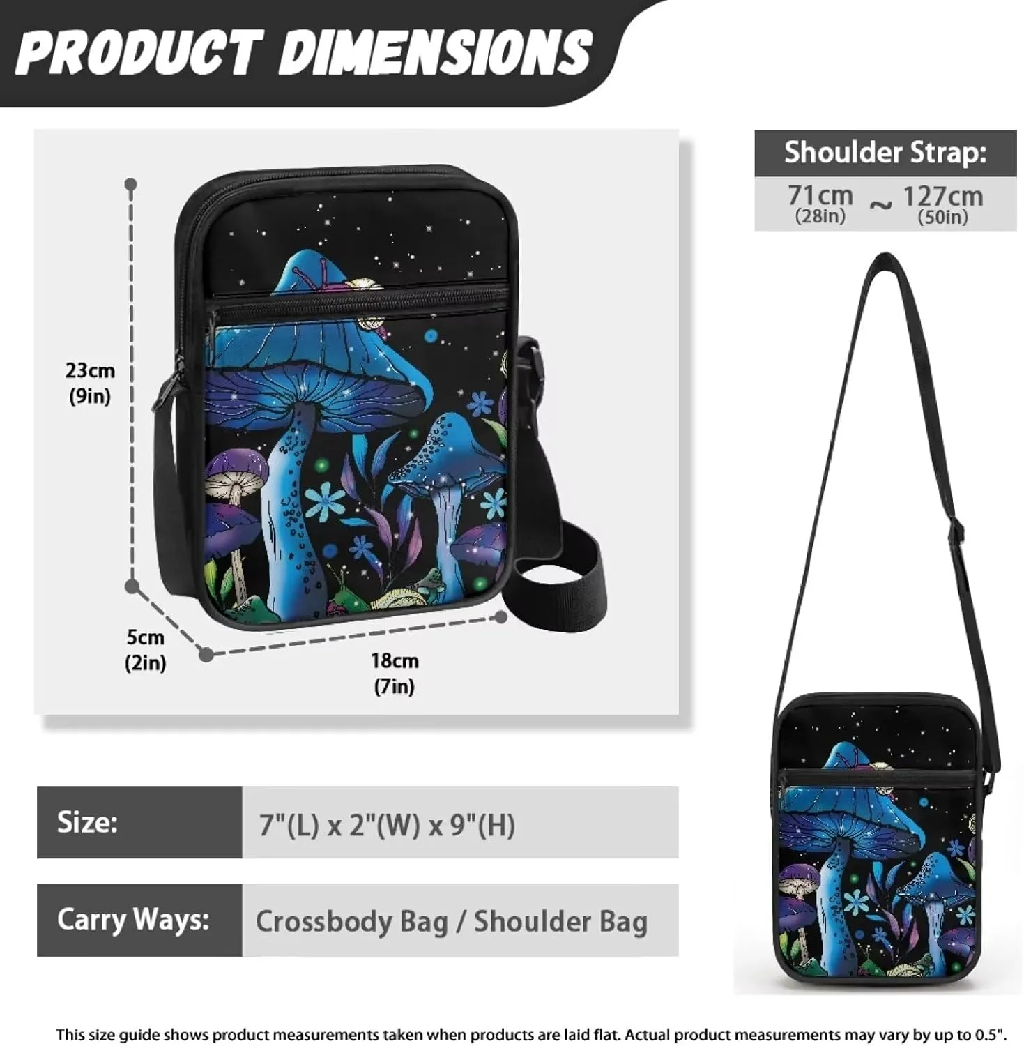 TODIYADDU Messenger Bag for Women Men Mini Shoulder Bag with Adjustable Straps Trendy Crossbody Sling Bag for Cell Phone Keys