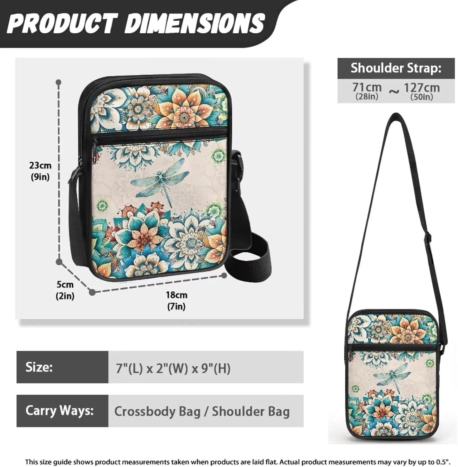 TODIYADDU Messenger Bag for Women Men Mini Shoulder Bag with Adjustable Straps Trendy Crossbody Sling Bag for Cell Phone Keys