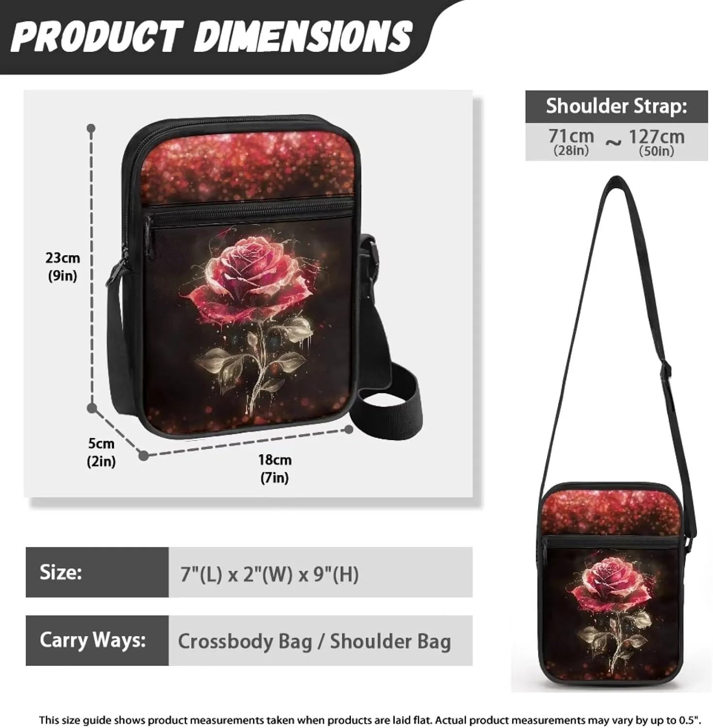 TODIYADDU Messenger Bag for Women Men Small Crossbody Purse with Adjustable Strap Travel Shoulder Bag Lightweight Handbags