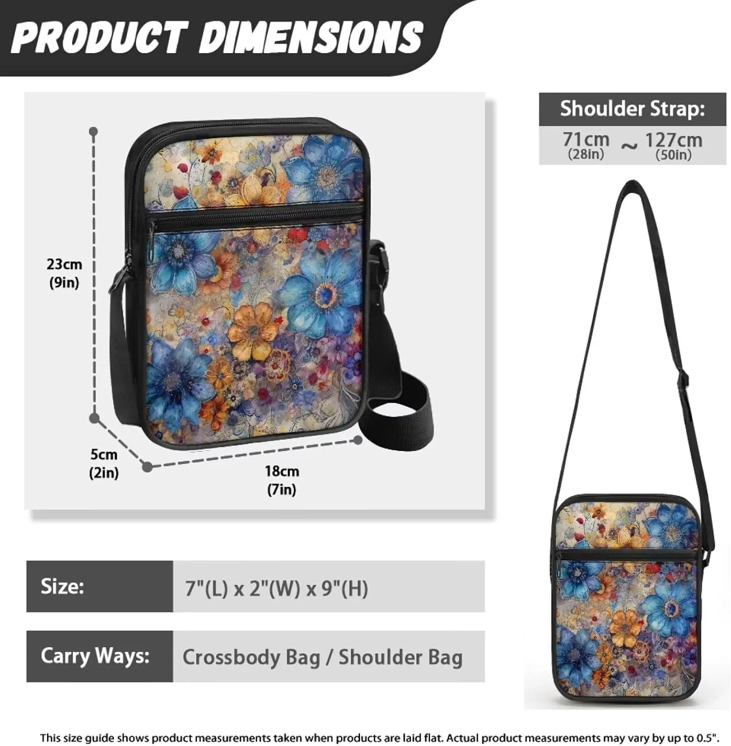 TODIYADDU Messenger Bag for Women Men Small Crossbody Purse with Adjustable Strap Travel Shoulder Bag Lightweight Handbags