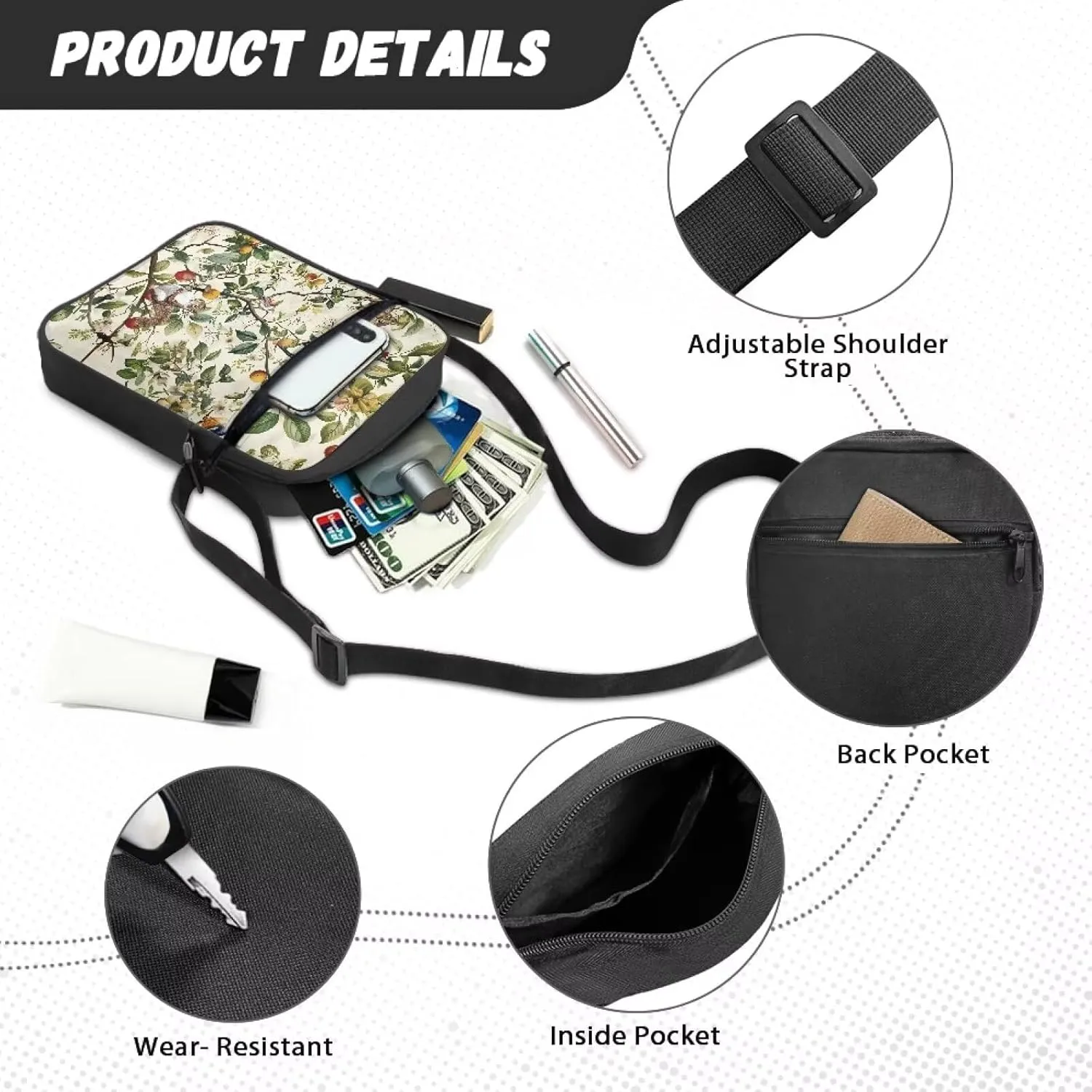 TODIYADDU Shoulder Bag for Women Crossbody Sling Bag Fashion Messenger Bag Small Cell Phone Purse Holder Wallet Nice Gifts