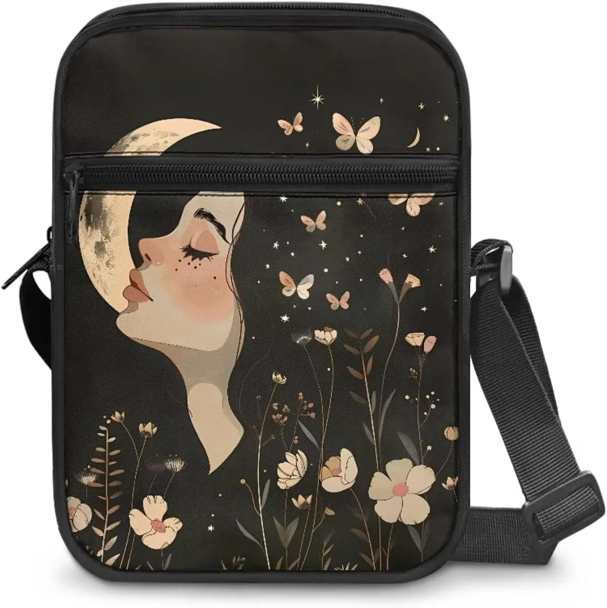 TODIYADDU Trendy Messenger Bag for Women Men Mini Shoulder Bag with Front Pocket Sling Purse Chest Bag for Small Items Gifts