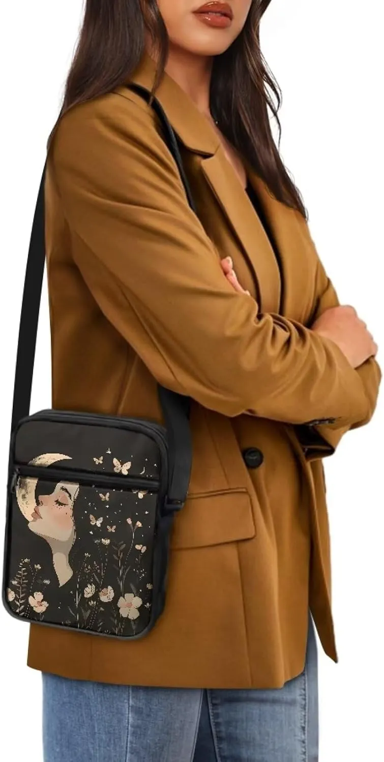 TODIYADDU Trendy Messenger Bag for Women Men Mini Shoulder Bag with Front Pocket Sling Purse Chest Bag for Small Items Gifts