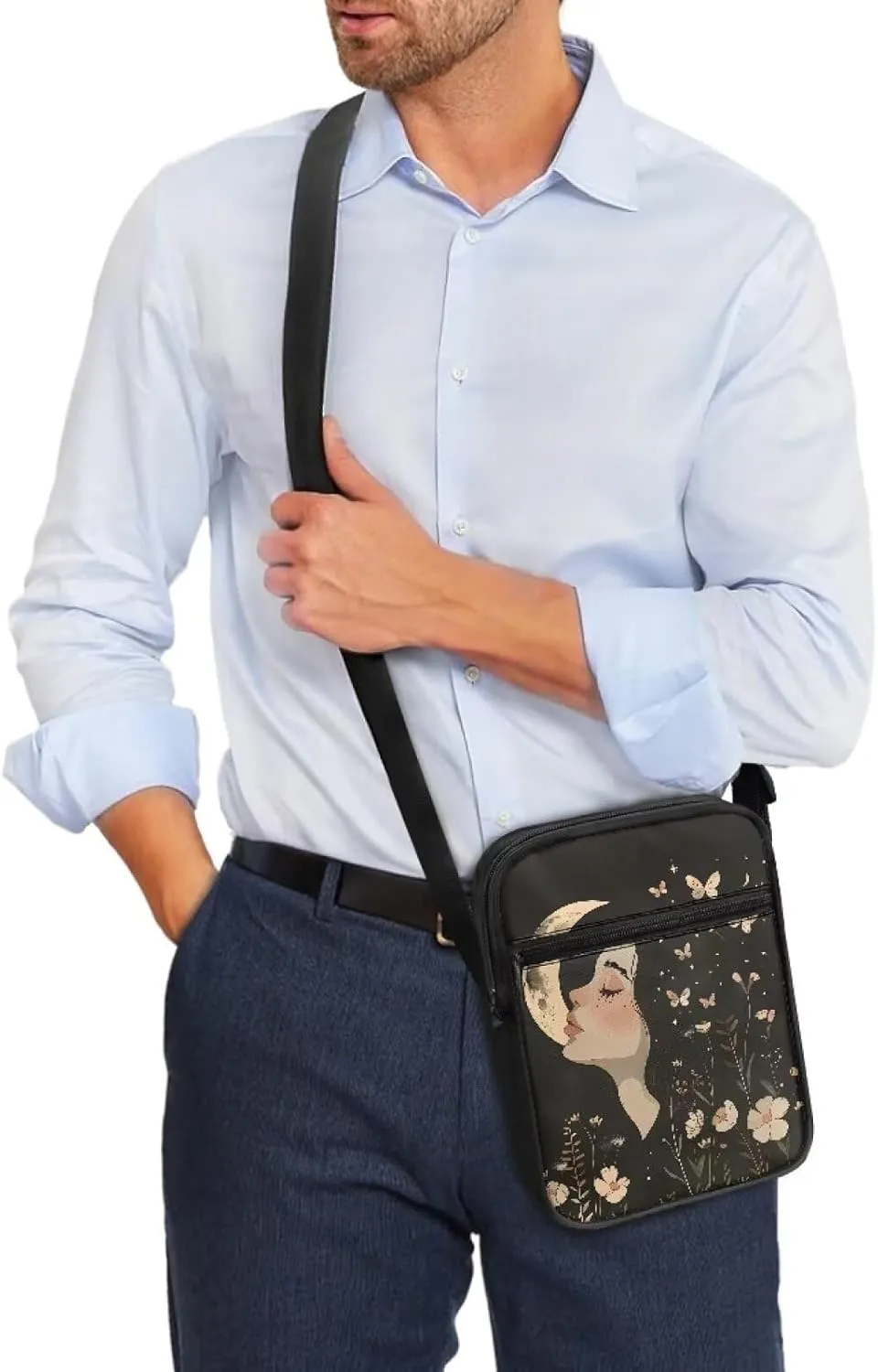 TODIYADDU Trendy Messenger Bag for Women Men Mini Shoulder Bag with Front Pocket Sling Purse Chest Bag for Small Items Gifts