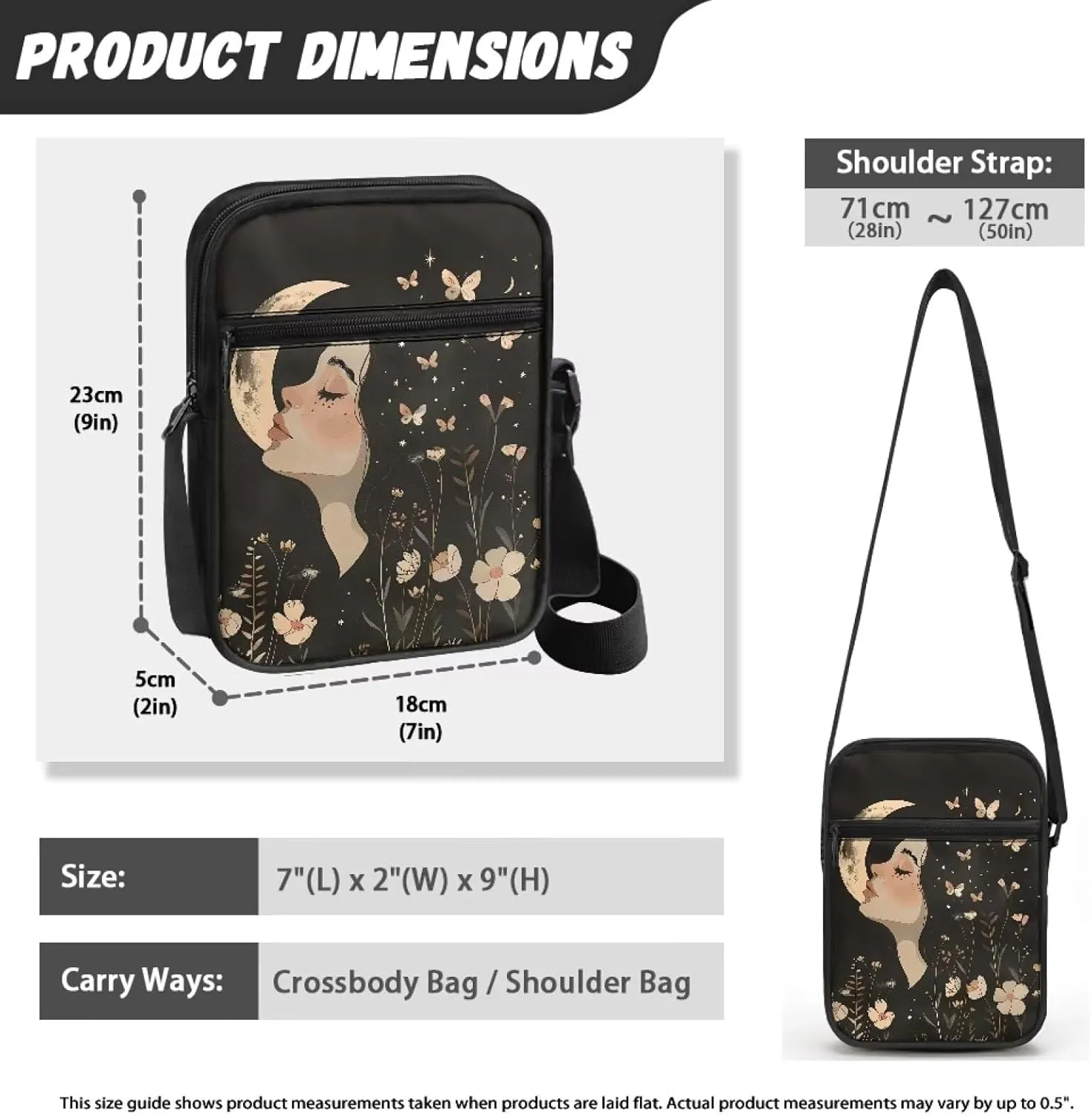 TODIYADDU Trendy Messenger Bag for Women Men Mini Shoulder Bag with Front Pocket Sling Purse Chest Bag for Small Items Gifts