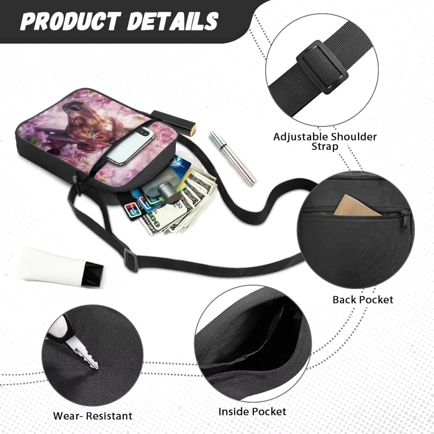 TODIYADDU Versatile Sling Bag Crossbody Phone Bag Women Shoulder Bag with Adjustable Strap Mini Messenger Bag for Cell Phone