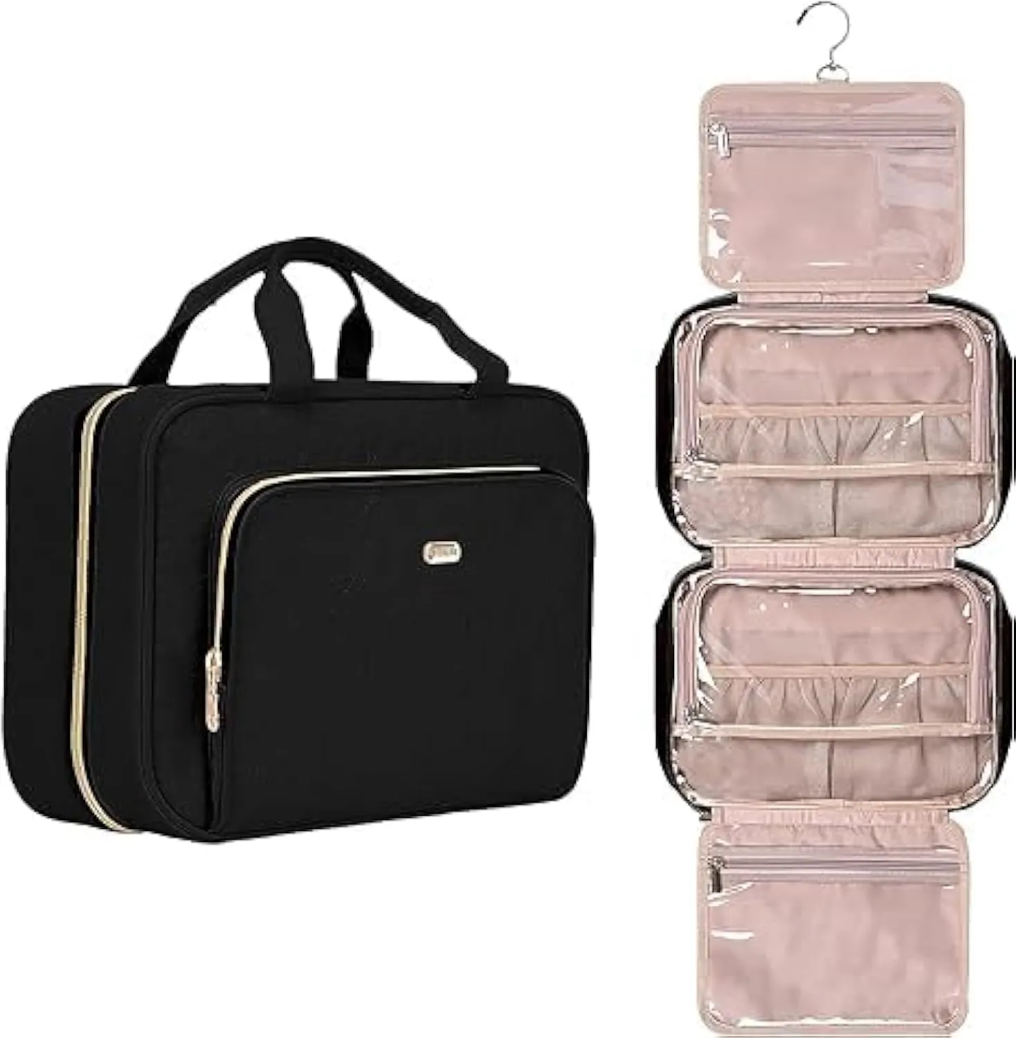 Toiletry Bag with Hanging Hook, Portable Makeup Cosmetic Bags, Space-efficient, Collapsible Moving, making it more suitable for Travel