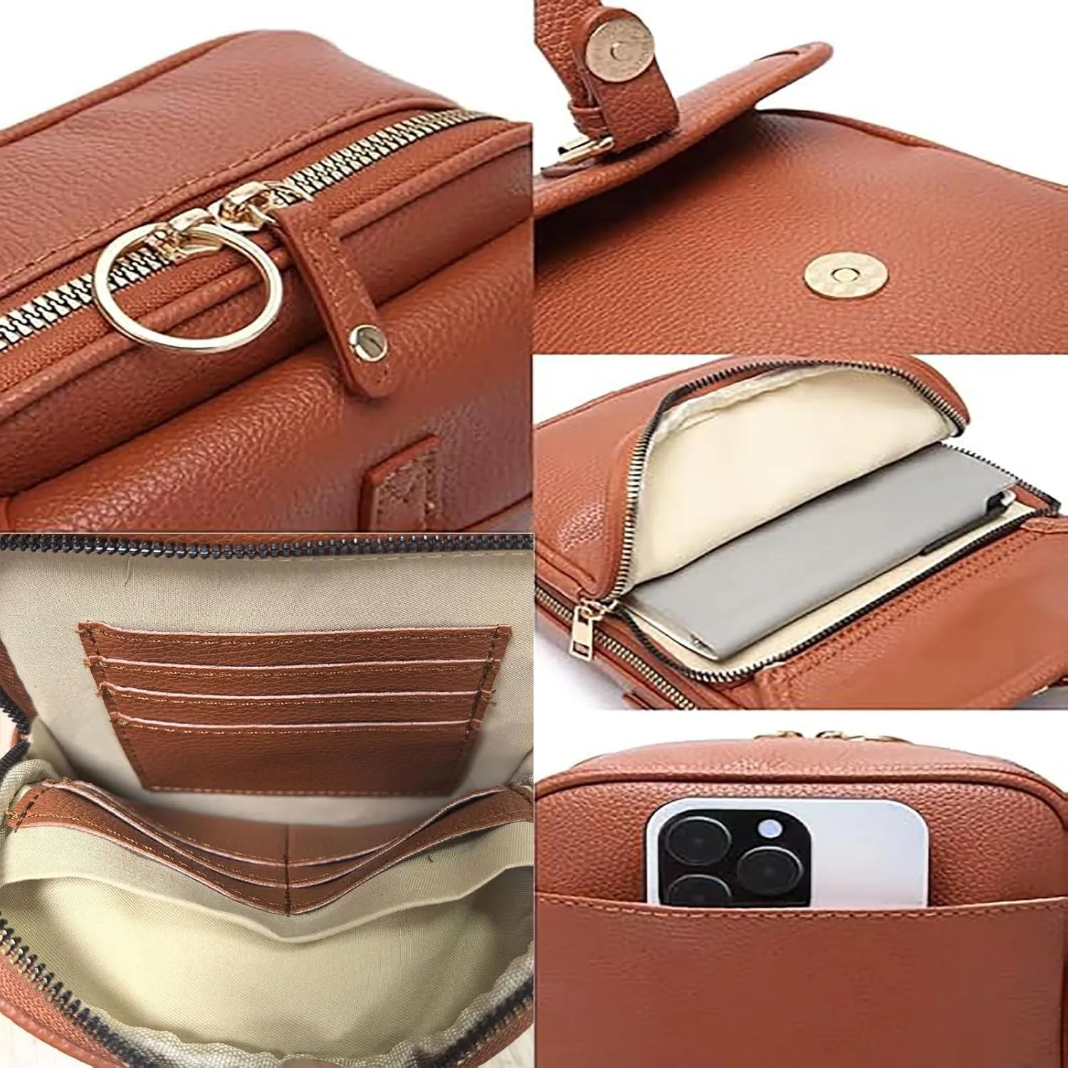 Tojoyride Crossbody Bag Small Leather Messenger Bag Urvashi Crossbody Purse For Women Men Shoulder Bags With Card Slots