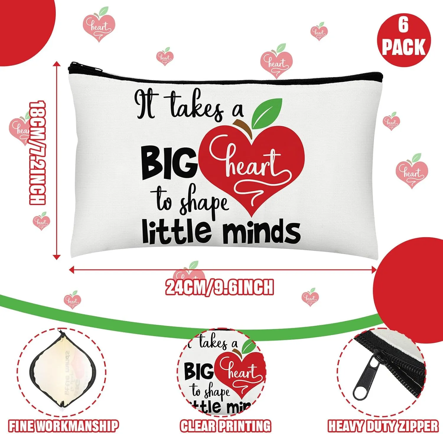 Tondiamo 6 Sets Teacher Appreciation Gifts for Women Include 6 Natural Stone Bracelets 6 Cards 6 Canvas Makeup Bags Thank You Gifts for Teachers Appreciation Week Retirement Birthday