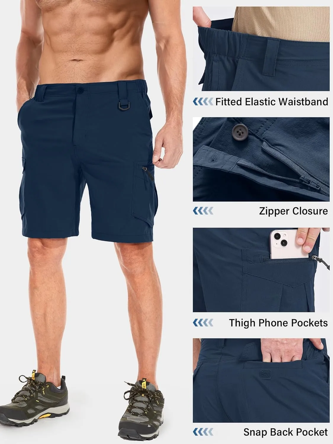 Toomett Mens Hiking Cargo Shorts Quick Dry Lightweight Travel Fishing Camping Golf Shorts with Multi Pockets