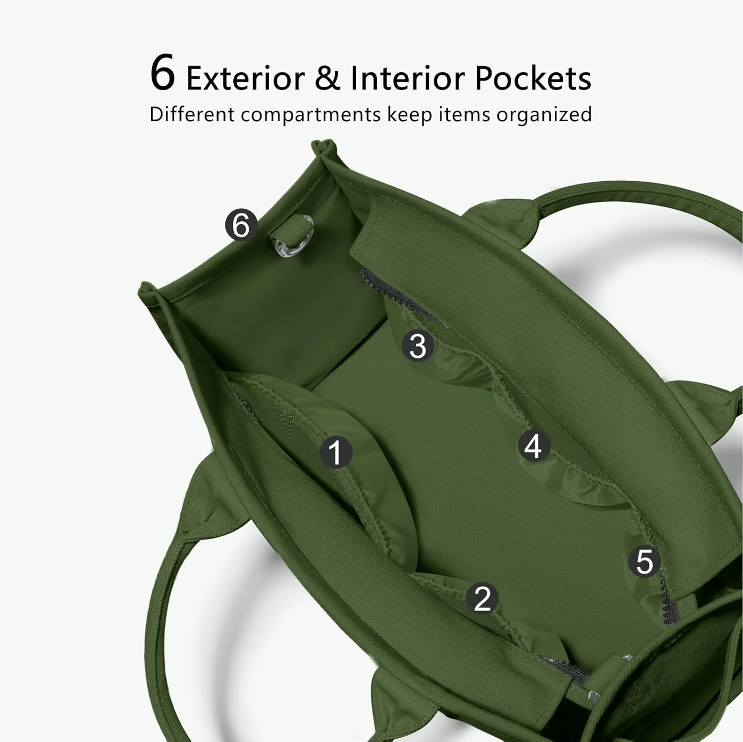 TOPDesign Heavy-Duty Canvas Tote Bag for Women, Adjustable Crossbody Handbag with 6 Pockets, Everything Tote