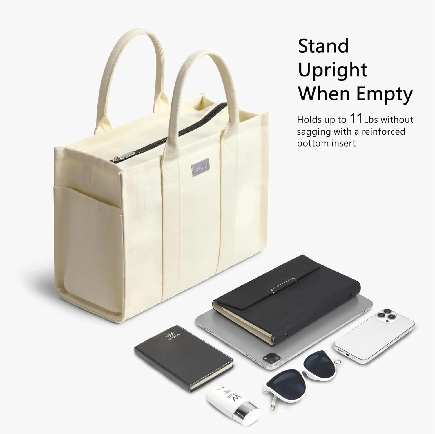 TOPDesign Heavy-Duty Canvas Tote Bag for Women, Adjustable Crossbody Handbag with 6 Pockets, Everything Tote