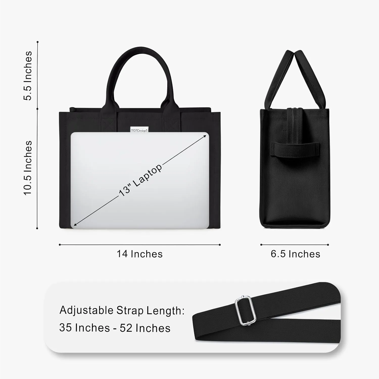 TOPDesign Heavy-Duty Canvas Tote Bag for Women, Adjustable Crossbody Handbag with 6 Pockets, Everything Tote