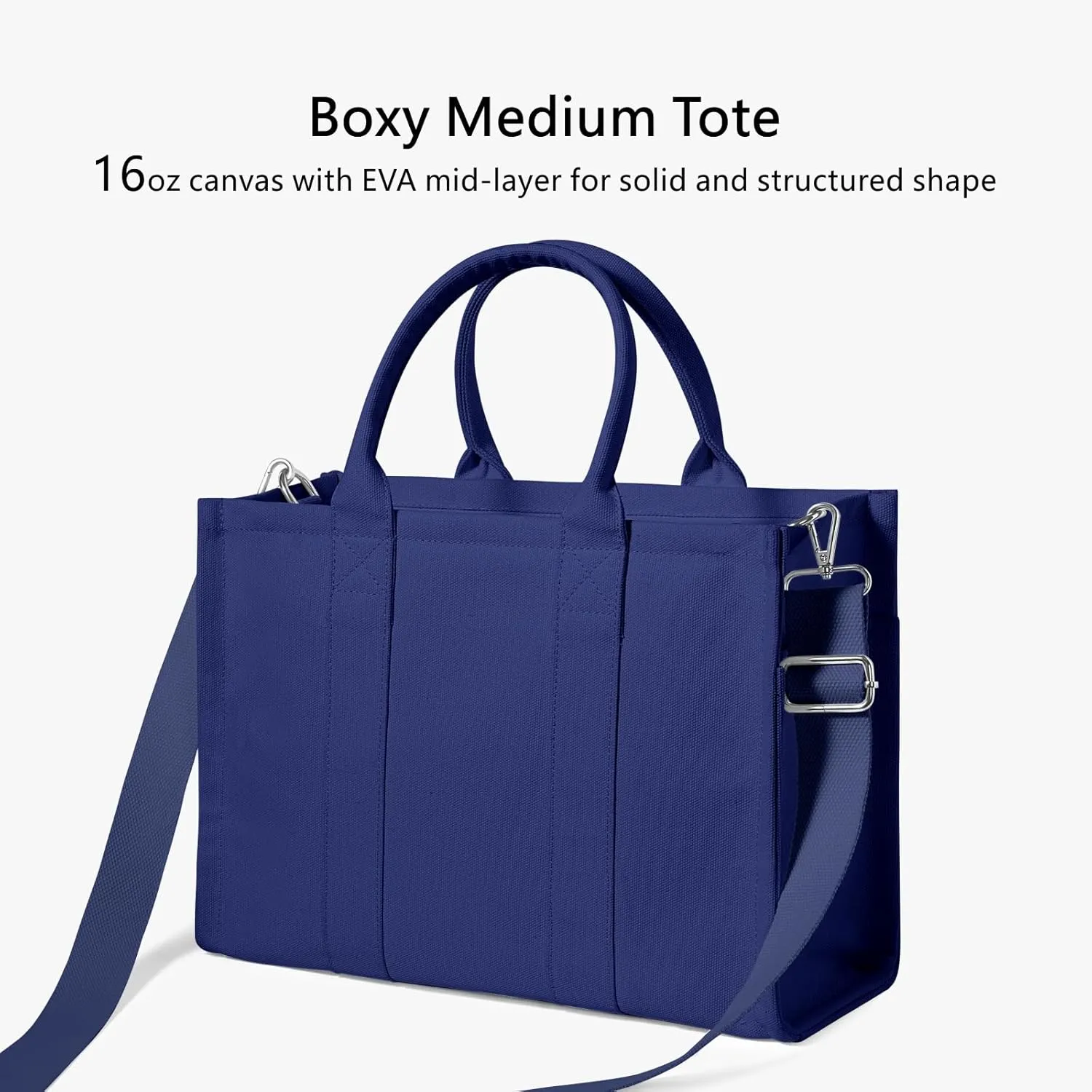 TOPDesign Heavy-Duty Canvas Tote Bag for Women, Adjustable Crossbody Handbag with 6 Pockets, Everything Tote