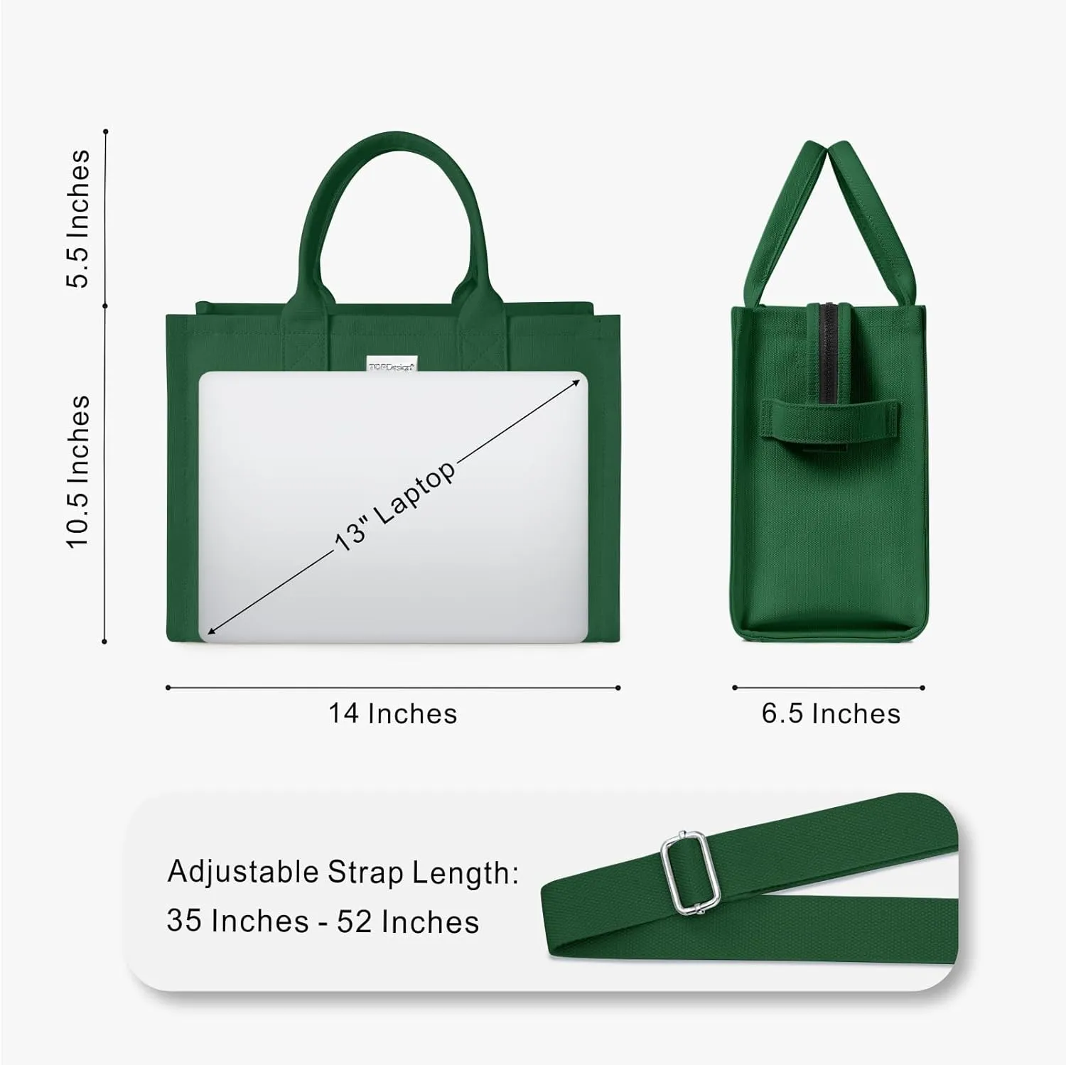 TOPDesign Heavy-Duty Canvas Tote Bag for Women, Adjustable Crossbody Handbag with 6 Pockets, Everything Tote