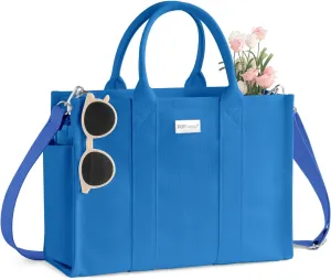 TOPDesign Heavy-Duty Canvas Tote Bag for Women, Adjustable Crossbody Handbag with 6 Pockets, Everything Tote