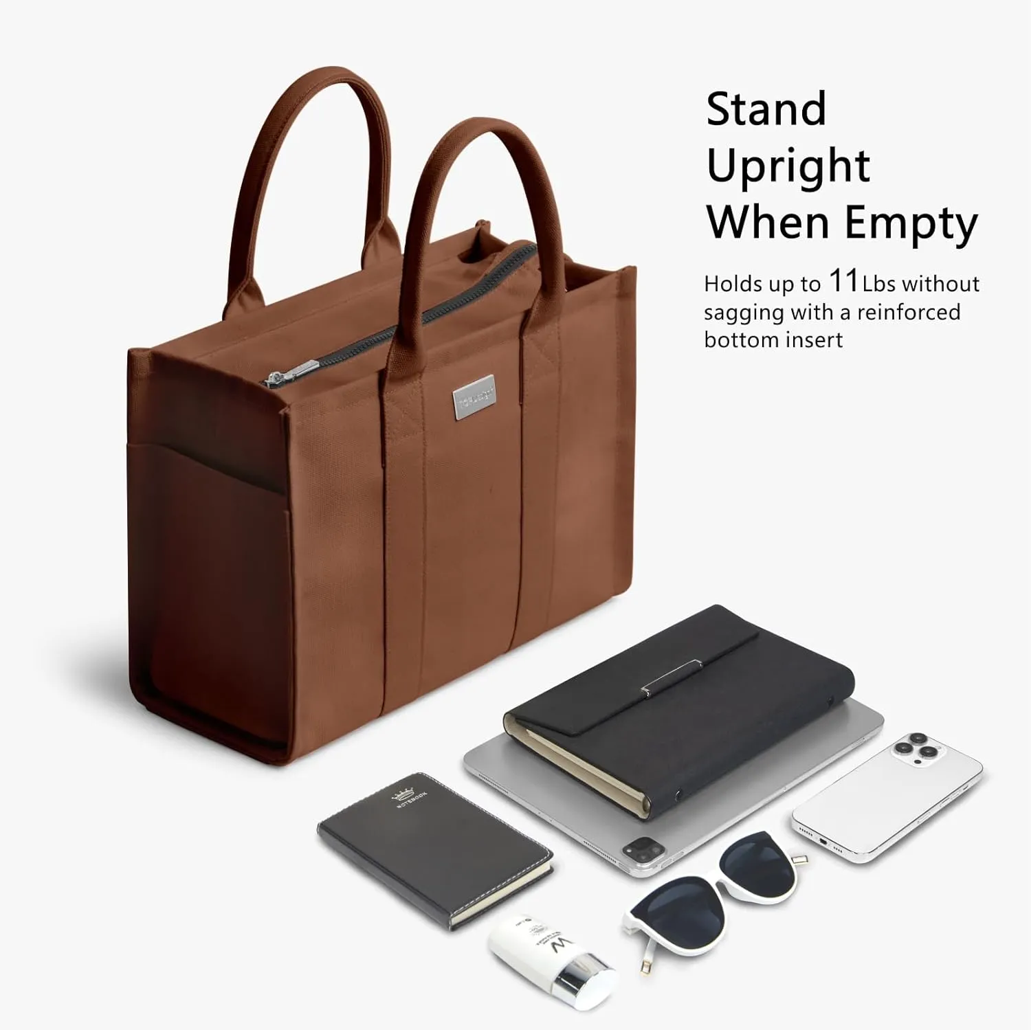 TOPDesign Heavy-Duty Canvas Tote Bag for Women, Adjustable Crossbody Handbag with 6 Pockets, Everything Tote