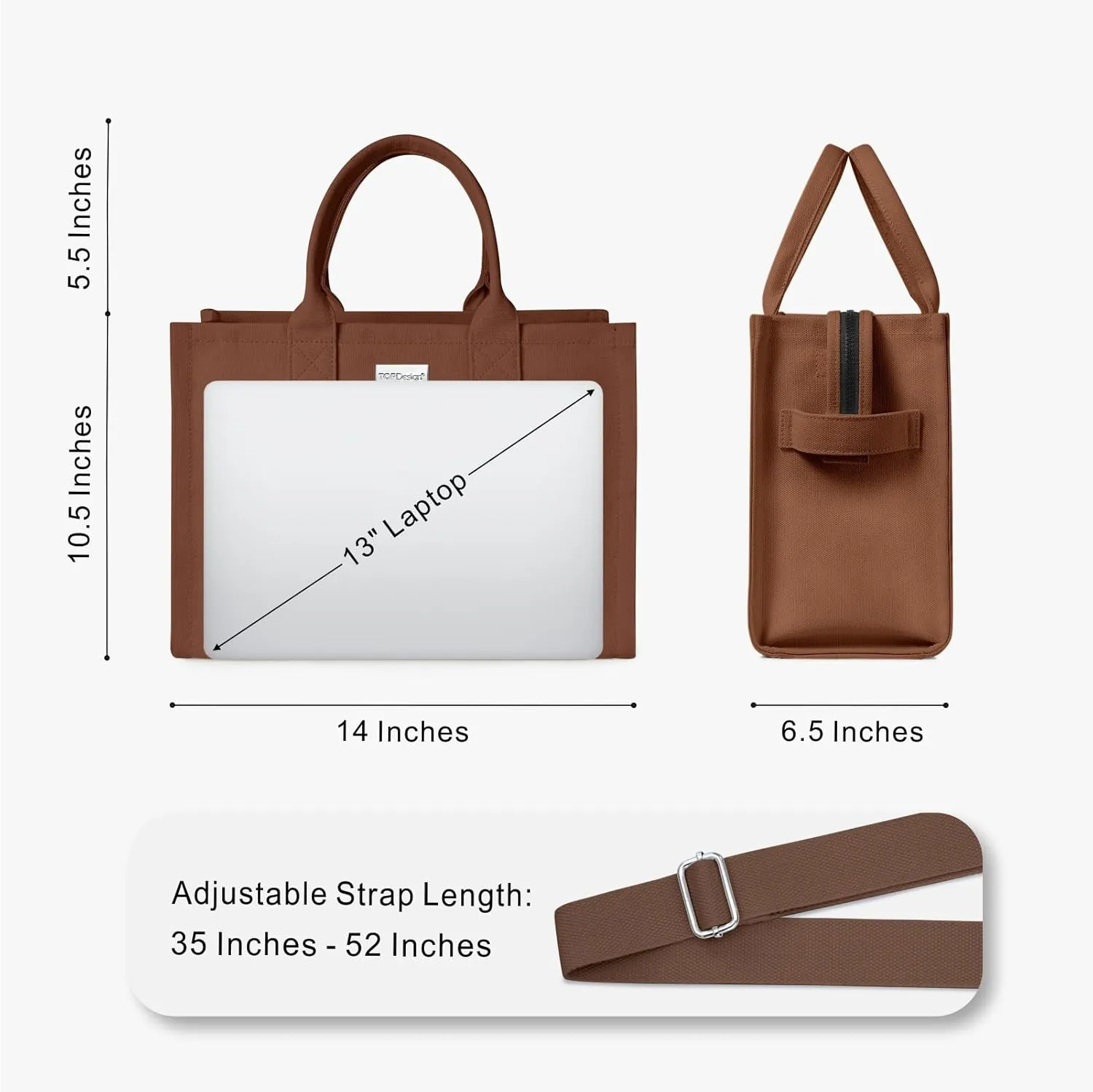 TOPDesign Heavy-Duty Canvas Tote Bag for Women, Adjustable Crossbody Handbag with 6 Pockets, Everything Tote