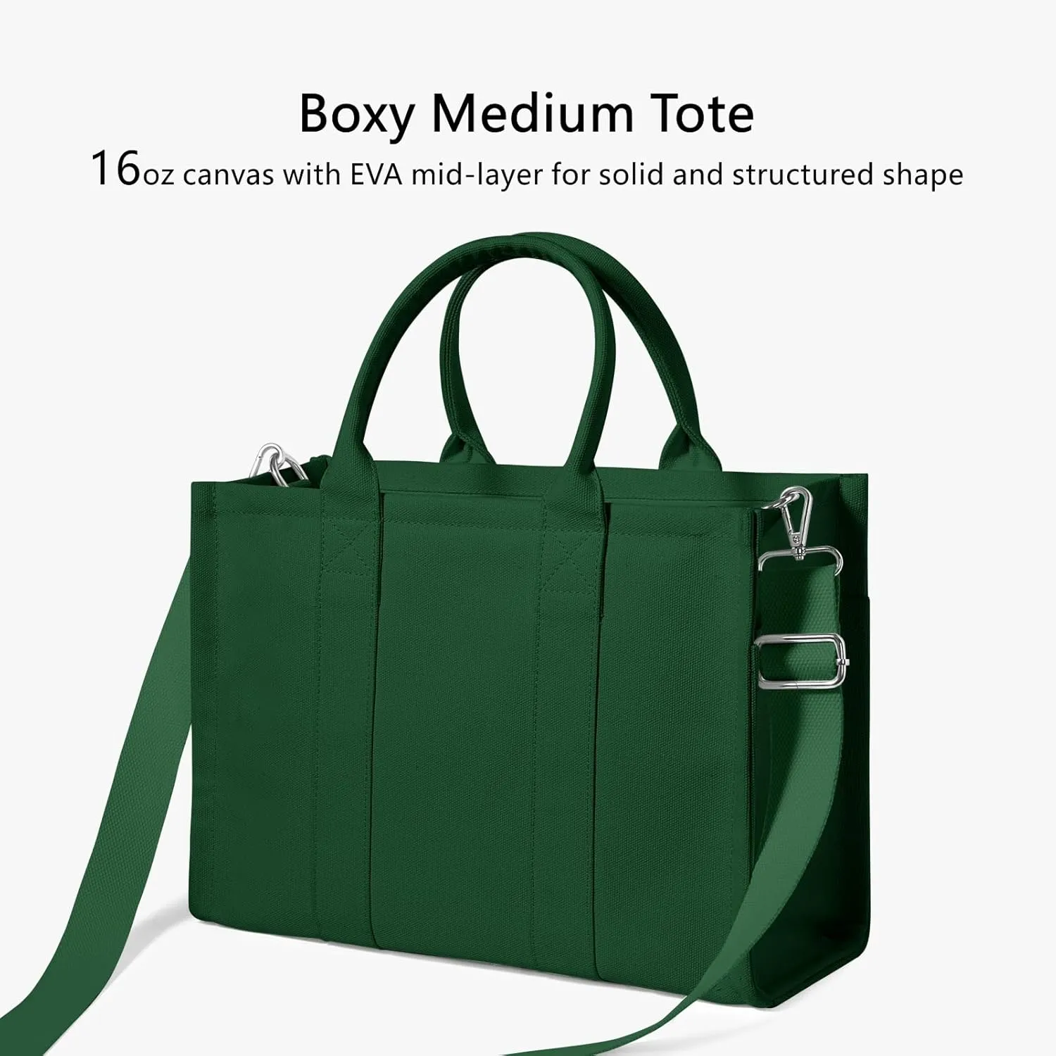 TOPDesign Heavy-Duty Canvas Tote Bag for Women, Adjustable Crossbody Handbag with 6 Pockets, Everything Tote