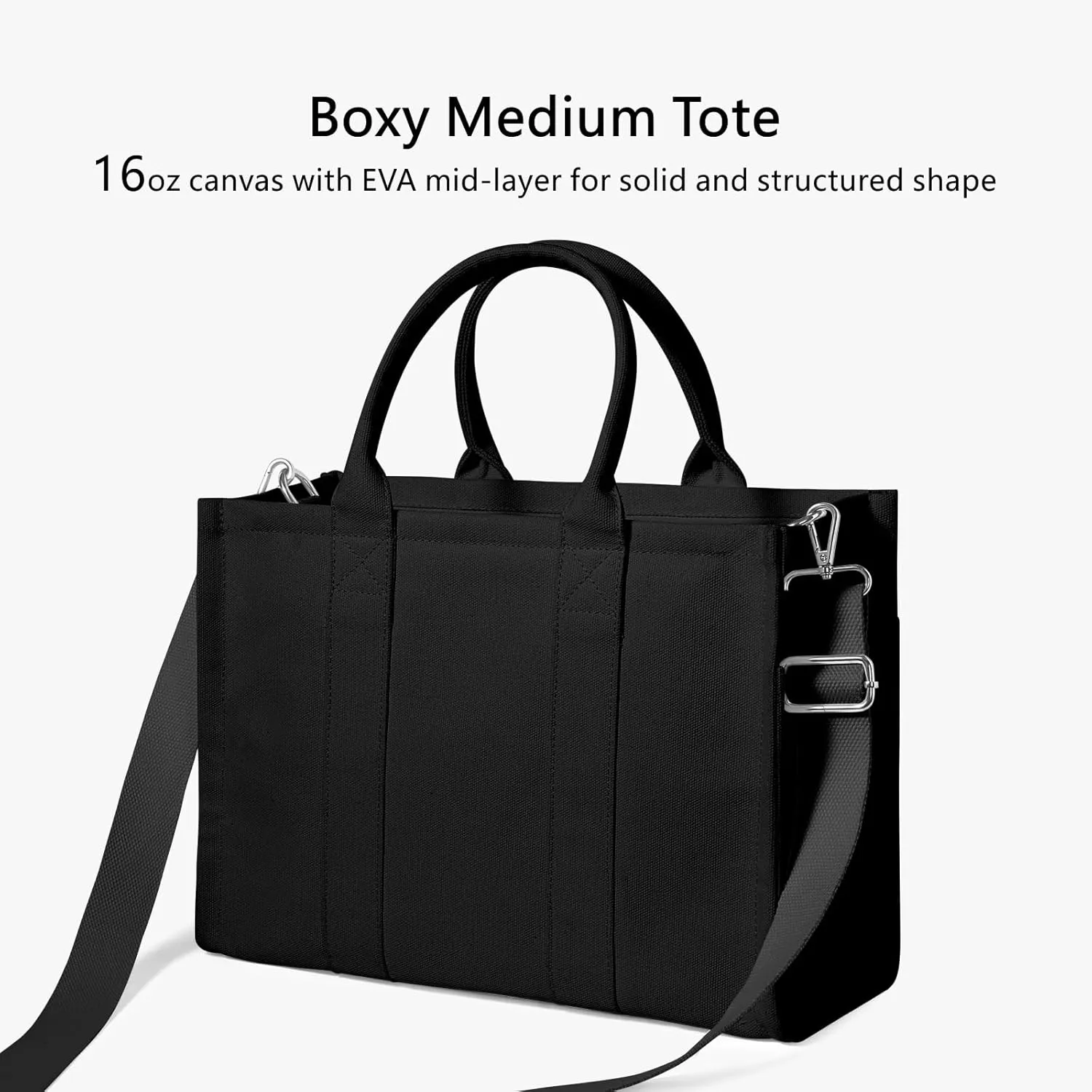 TOPDesign Heavy-Duty Canvas Tote Bag for Women, Adjustable Crossbody Handbag with 6 Pockets, Everything Tote