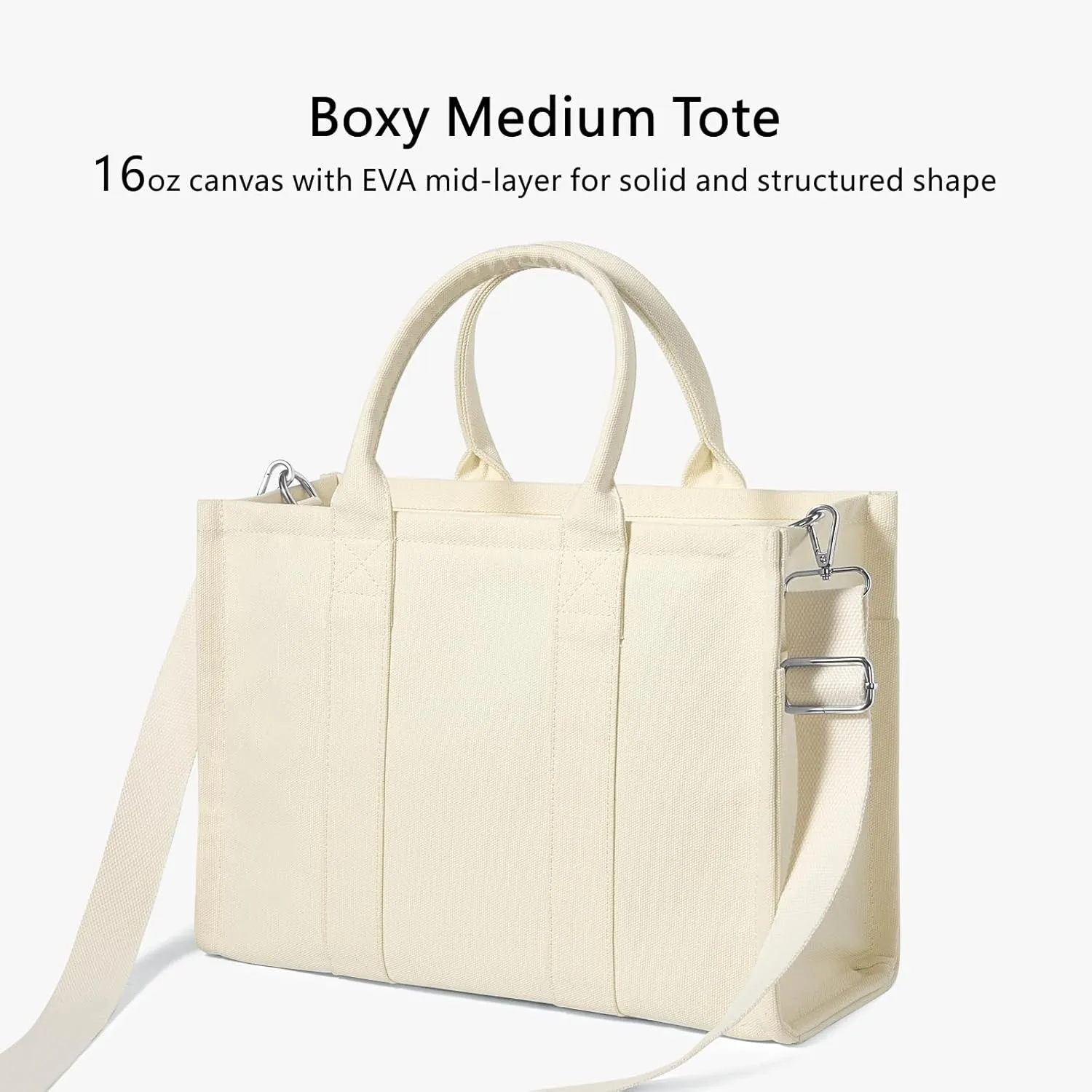 TOPDesign Heavy-Duty Canvas Tote Bag for Women, Adjustable Crossbody Handbag with 6 Pockets, Everything Tote