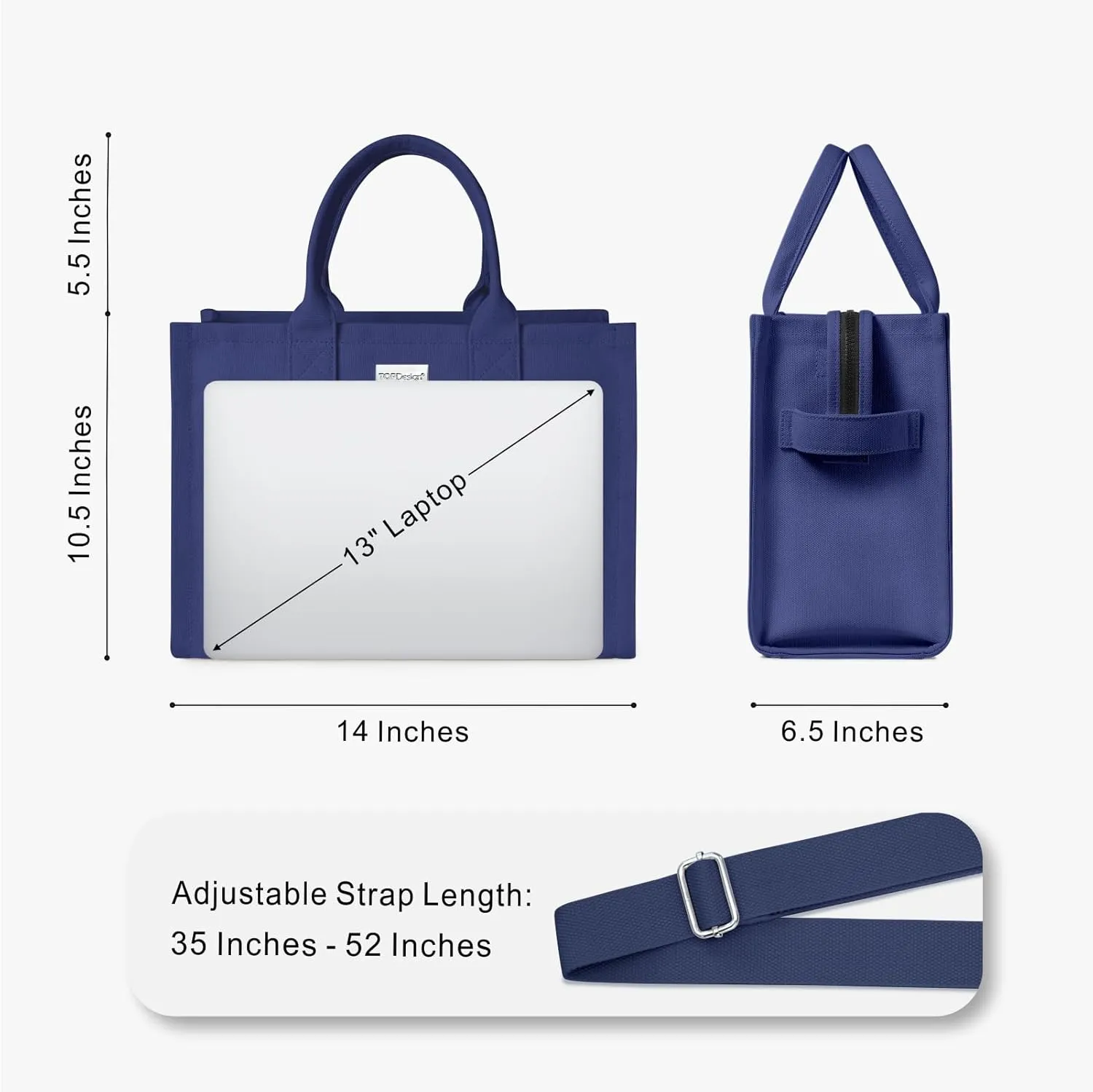 TOPDesign Heavy-Duty Canvas Tote Bag for Women, Adjustable Crossbody Handbag with 6 Pockets, Everything Tote