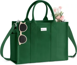 TOPDesign Heavy-Duty Canvas Tote Bag for Women, Adjustable Crossbody Handbag with 6 Pockets, Everything Tote