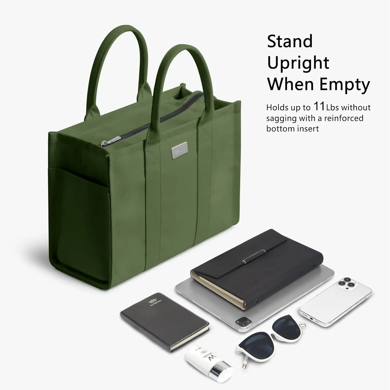 TOPDesign Heavy-Duty Canvas Tote Bag for Women, Adjustable Crossbody Handbag with 6 Pockets, Everything Tote