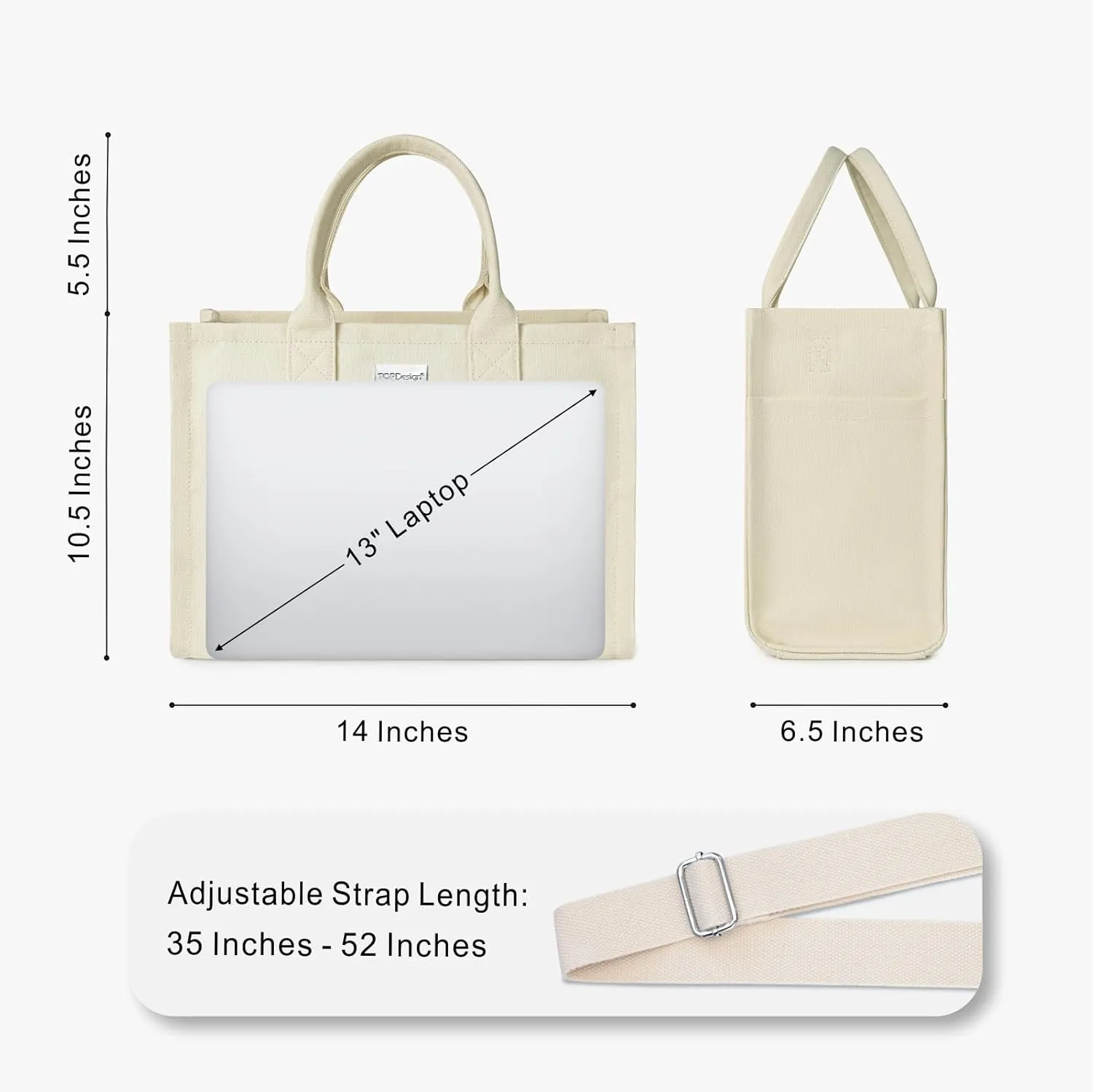 TOPDesign Heavy-Duty Canvas Tote Bag for Women, Adjustable Crossbody/Shoulder Handbag with 9 Pockets, Everything Tote