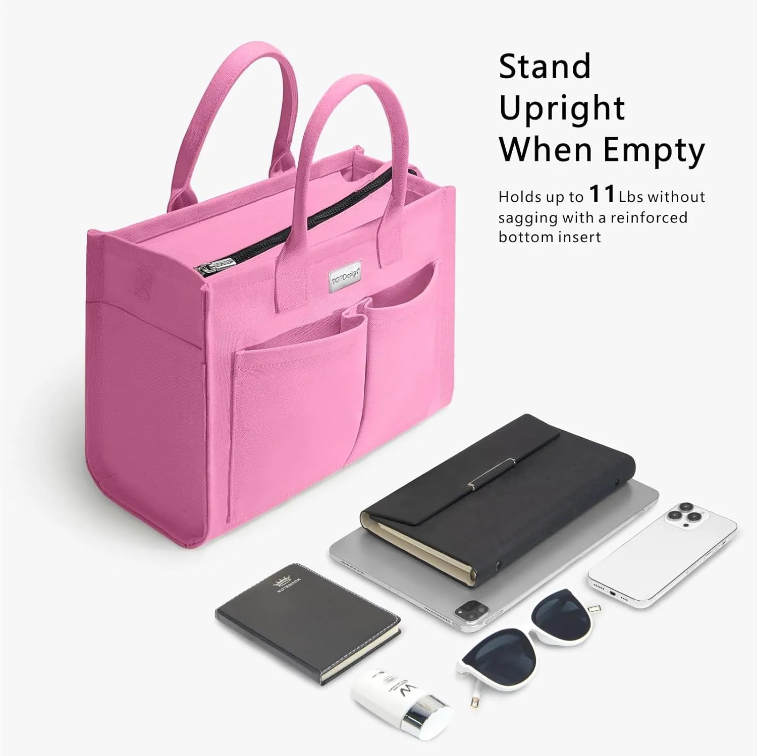 TOPDesign Heavy-Duty Canvas Tote Bag for Women, Adjustable Crossbody/Shoulder Handbag with 9 Pockets, Everything Tote
