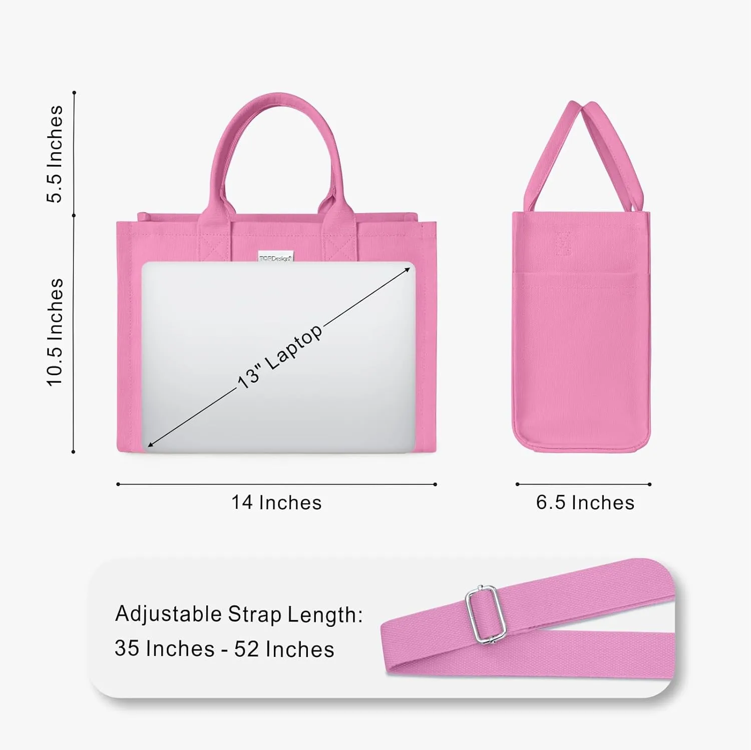 TOPDesign Heavy-Duty Canvas Tote Bag for Women, Adjustable Crossbody/Shoulder Handbag with 9 Pockets, Everything Tote
