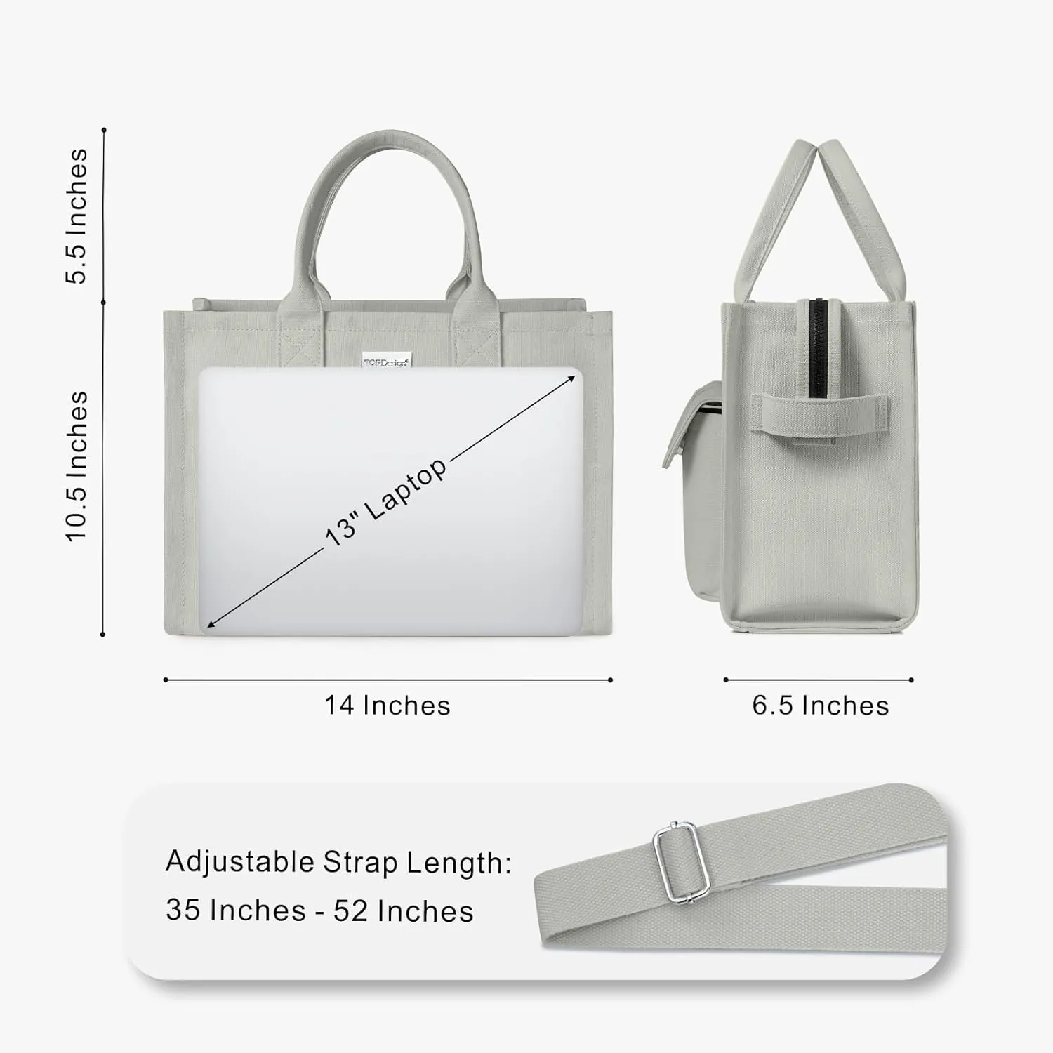 TOPDesign Heavy-Duty Canvas Tote Bag for Women, Crossbody Handbag with 9 Pockets, Everything Tote