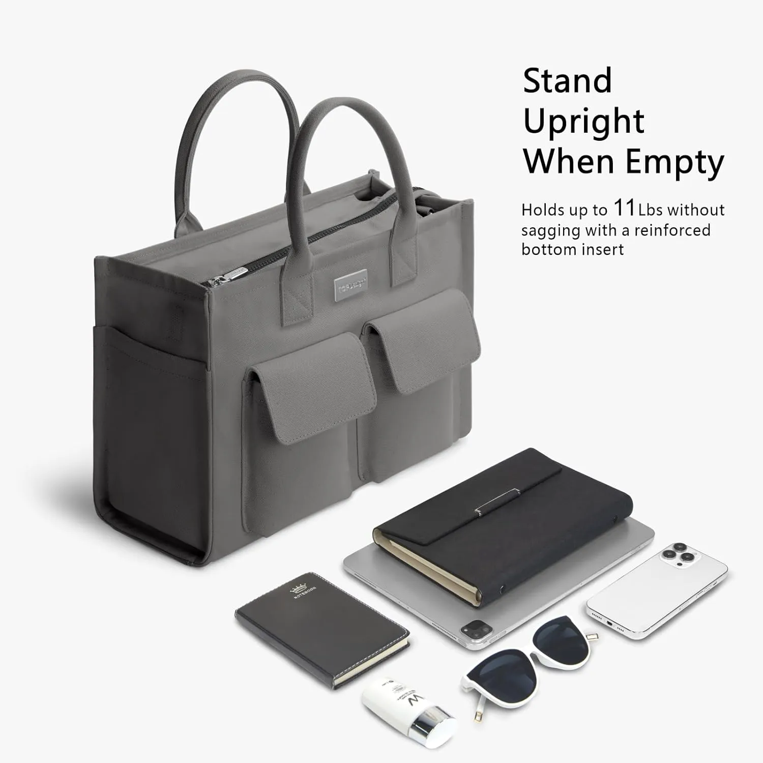 TOPDesign Heavy-Duty Canvas Tote Bag for Women, Crossbody Handbag with 9 Pockets, Everything Tote