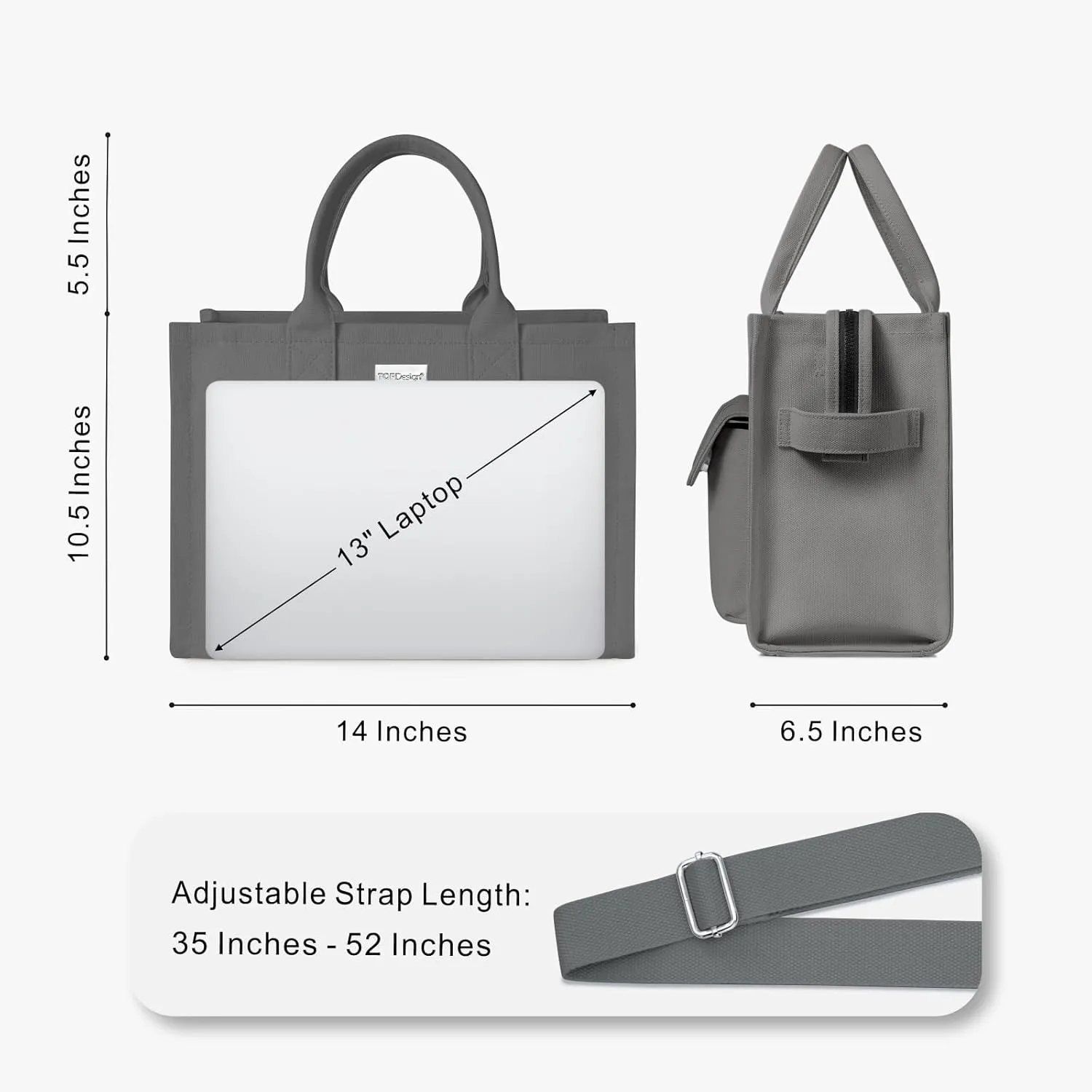 TOPDesign Heavy-Duty Canvas Tote Bag for Women, Crossbody Handbag with 9 Pockets, Everything Tote