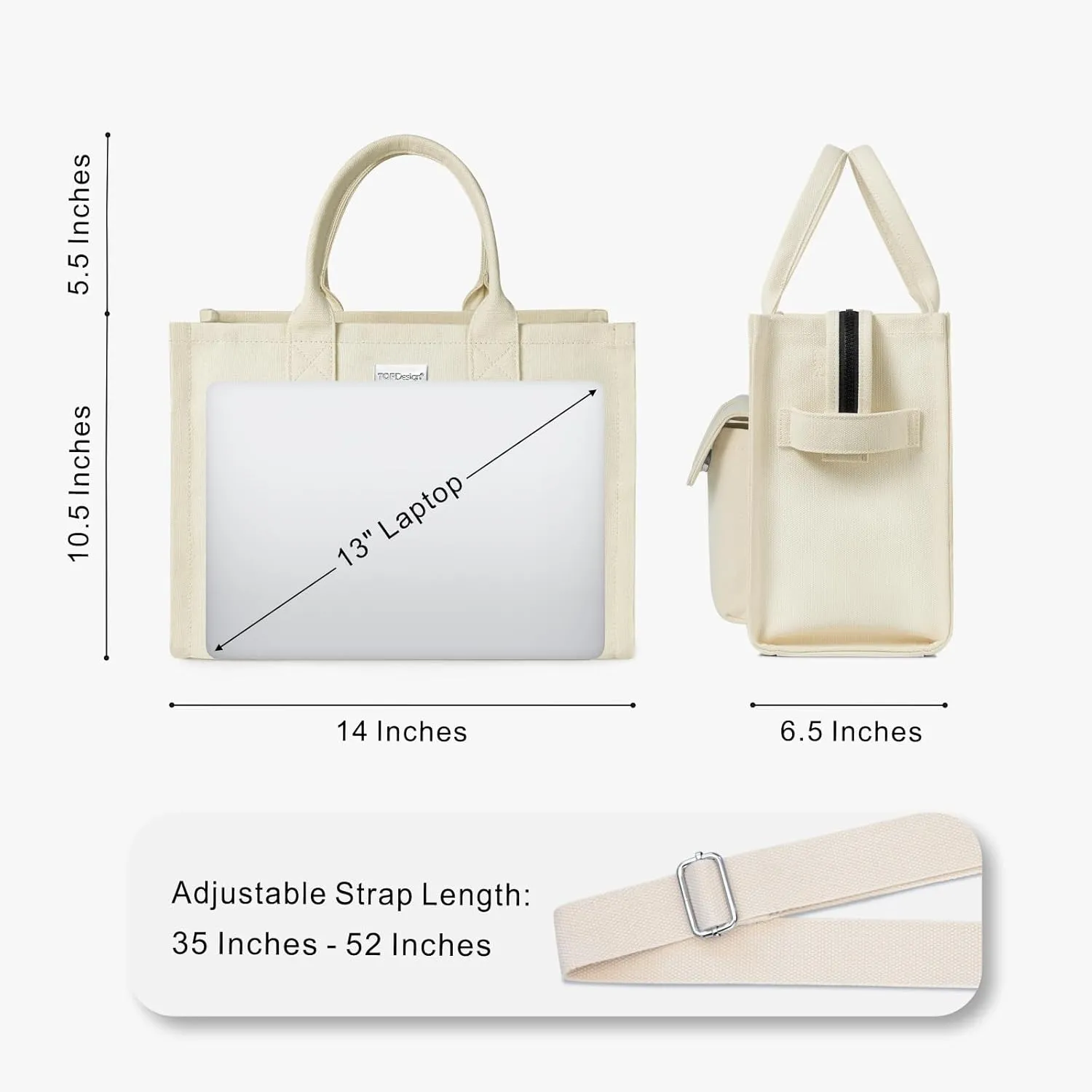 TOPDesign Heavy-Duty Canvas Tote Bag for Women, Crossbody Handbag with 9 Pockets, Everything Tote