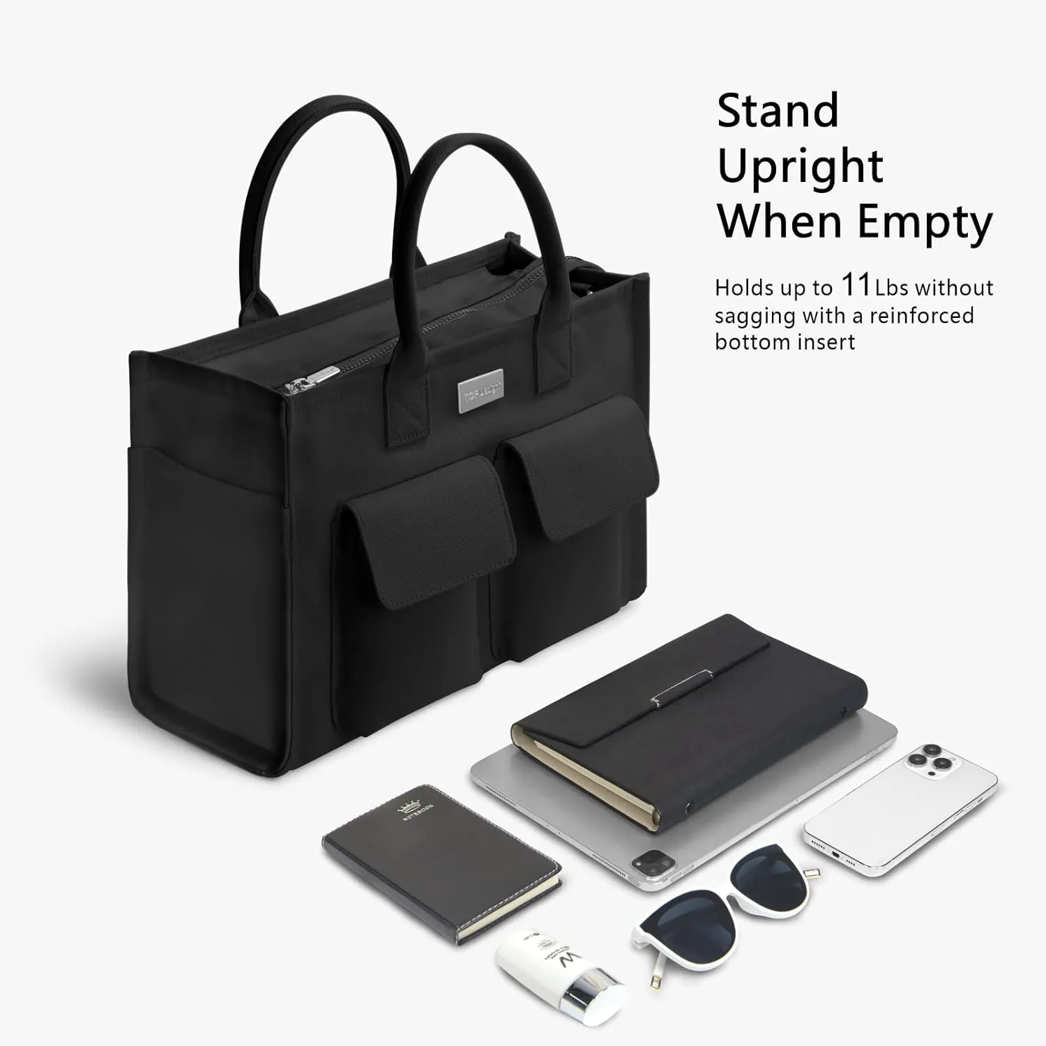 TOPDesign Heavy-Duty Canvas Tote Bag for Women, Crossbody Handbag with 9 Pockets, Everything Tote