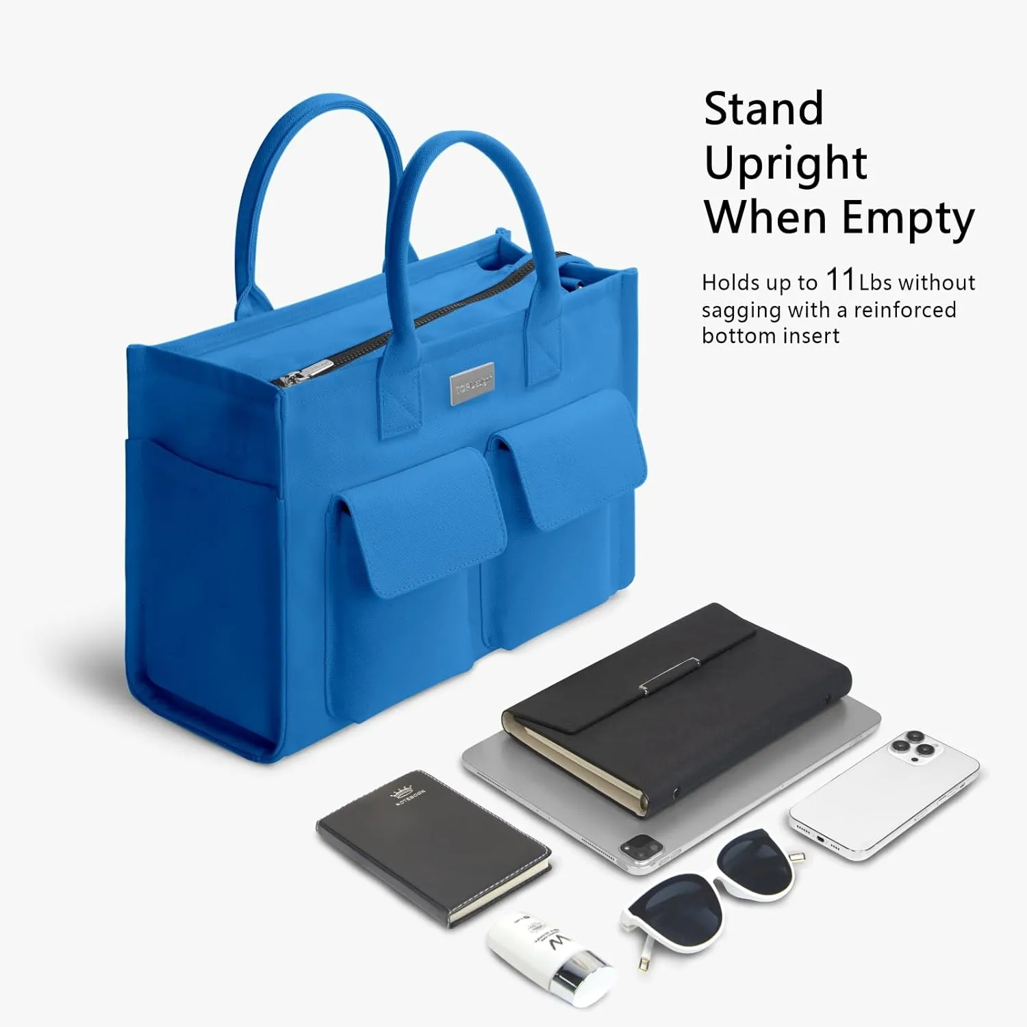 TOPDesign Heavy-Duty Canvas Tote Bag for Women, Crossbody Handbag with 9 Pockets, Everything Tote