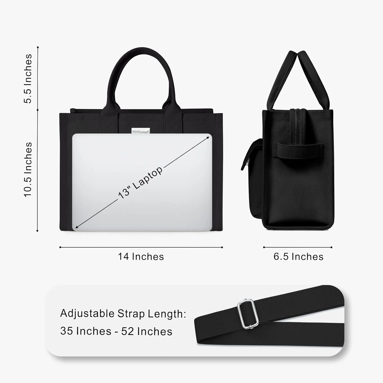 TOPDesign Heavy-Duty Canvas Tote Bag for Women, Crossbody Handbag with 9 Pockets, Everything Tote