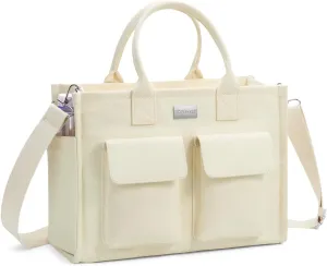 TOPDesign Heavy-Duty Canvas Tote Bag for Women, Crossbody Handbag with 9 Pockets, Everything Tote